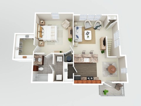 Floor plan for 1 bed, 1 bath, 822 sqft